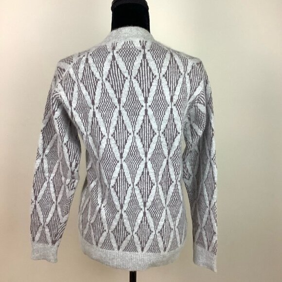 VINTAGE LAMBSWOOL UNIQUE GEOMETRIC DESIGN CARDIGAN - Picture 4 of 9
